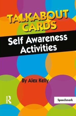Cover of a card game activity set focused on self-awareness, featuring colorful illustrations and playful design elements.