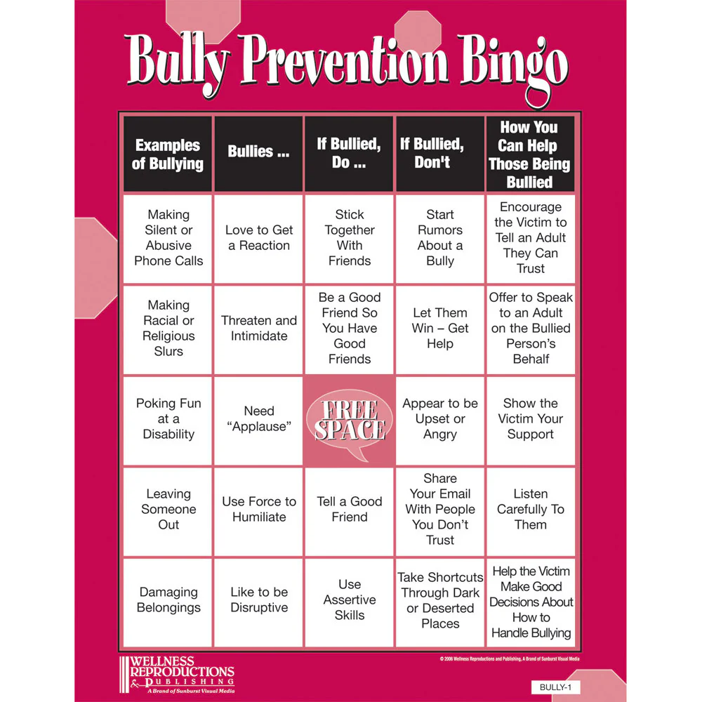 Teen Bingo Game - Bully Prevention Teen Bingo Game - Bully Prevention