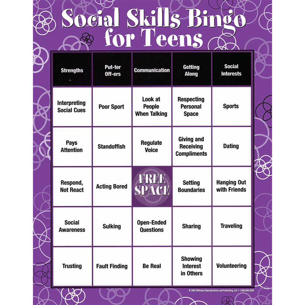 Teen Bingo Game - Social Skills Teen Bingo Game - Social Skills