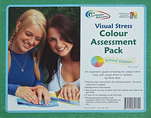 Visual Stress Colour Assessment Pack, School Edition Revised Visual Stress Colour Assessment Pack, School Edition Revised